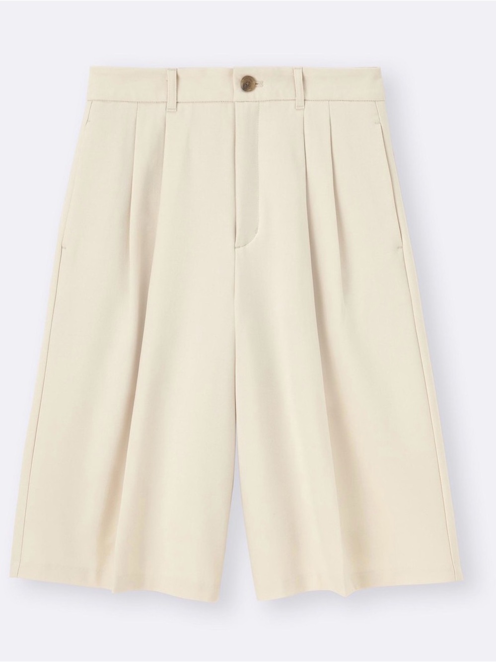 Gu High-Waist Wide-Leg Cream Bermuda Shorts